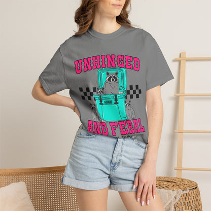 Unhinged and Feral Mom Club T‑Shirt — Funny Retro Raccoon Graphic Tee