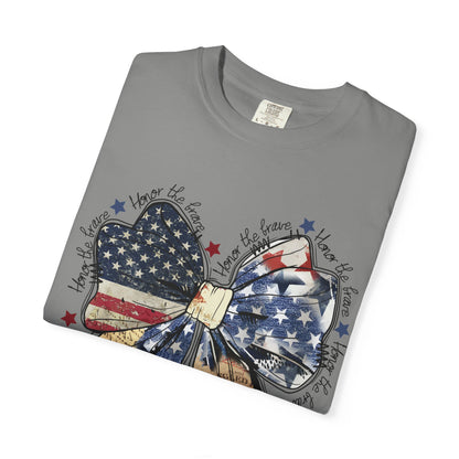 American Flag Bow T-Shirt — Patriotic 4th of July Graphic Tee