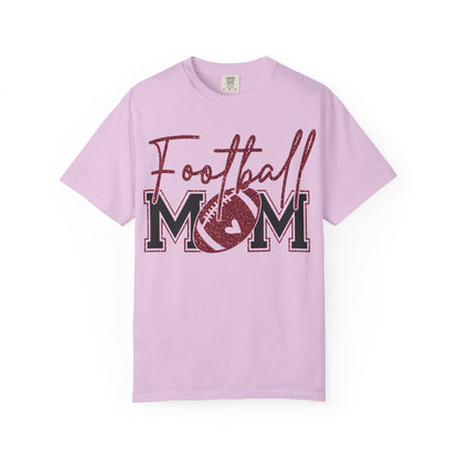 Football Mom T-Shirt - Vintage Script & Football Graphic