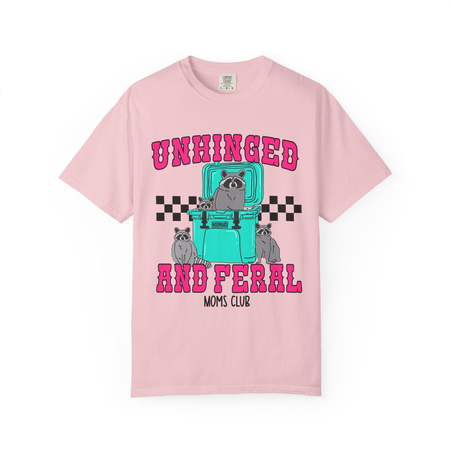 Unhinged and Feral Mom Club T‑Shirt — Funny Retro Raccoon Graphic Tee