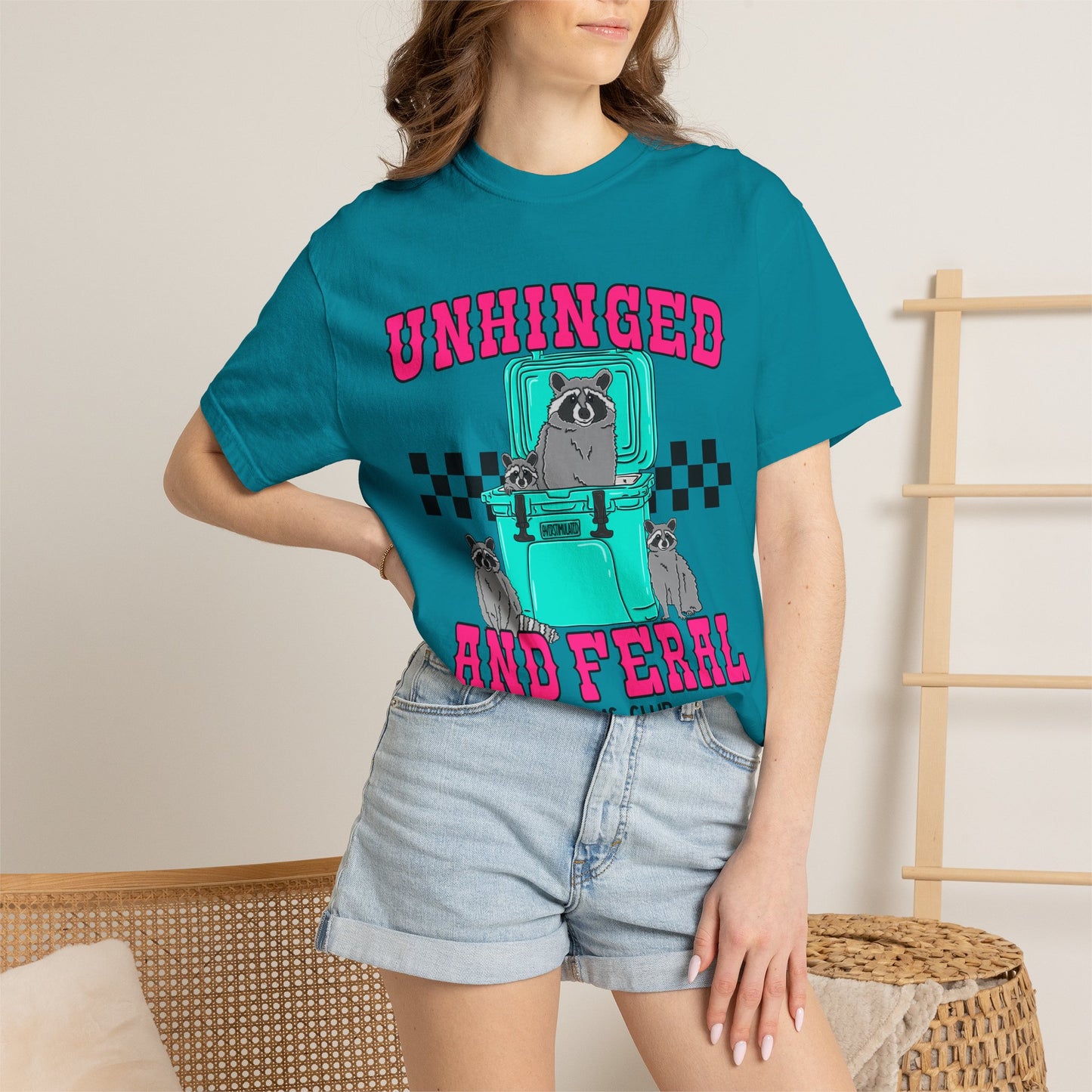 Unhinged and Feral Mom Club T‑Shirt — Funny Retro Raccoon Graphic Tee