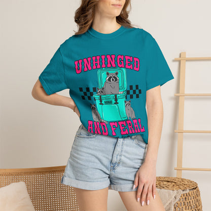 Unhinged and Feral Mom Club T‑Shirt — Funny Retro Raccoon Graphic Tee