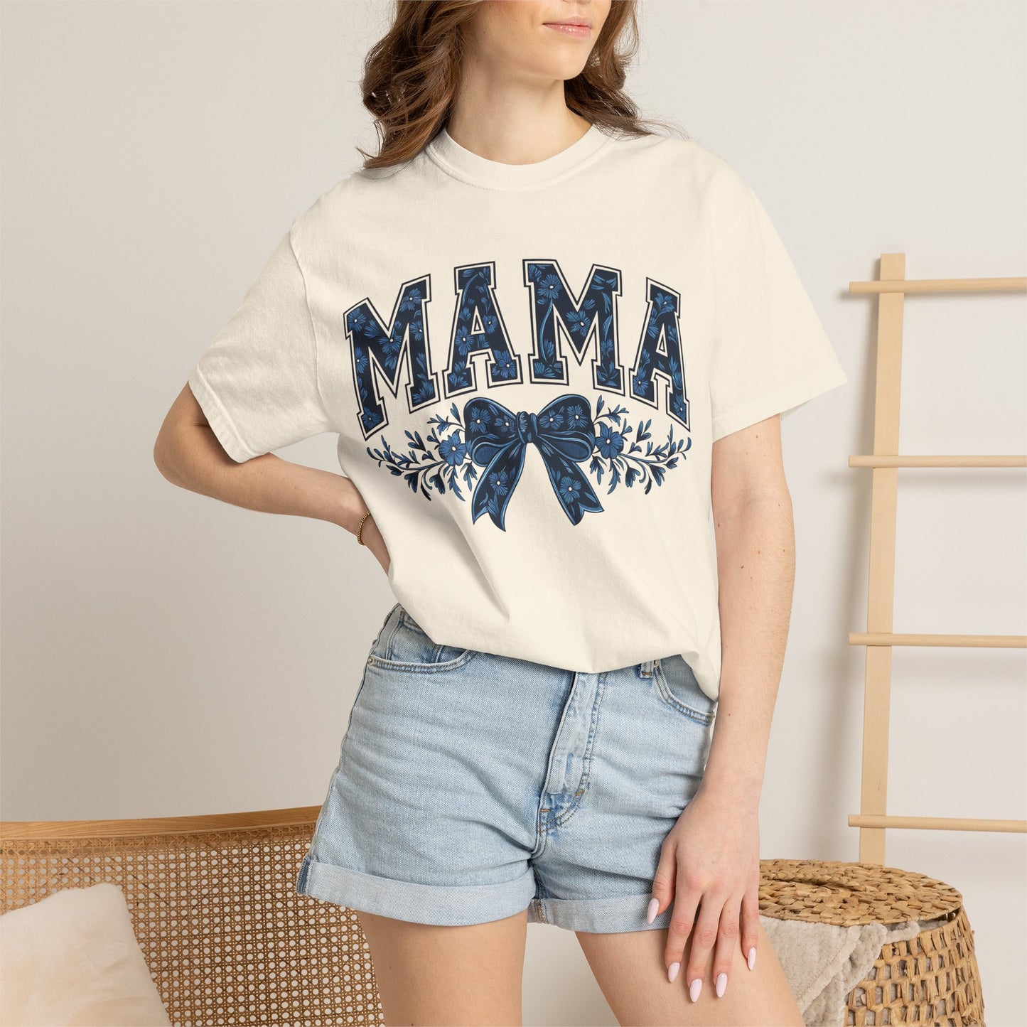 Mama Floral Bow T-Shirt — Retro Mom Graphic Tee